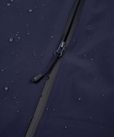 Waterproof coated zipper with storm flap on the Clifden jacket