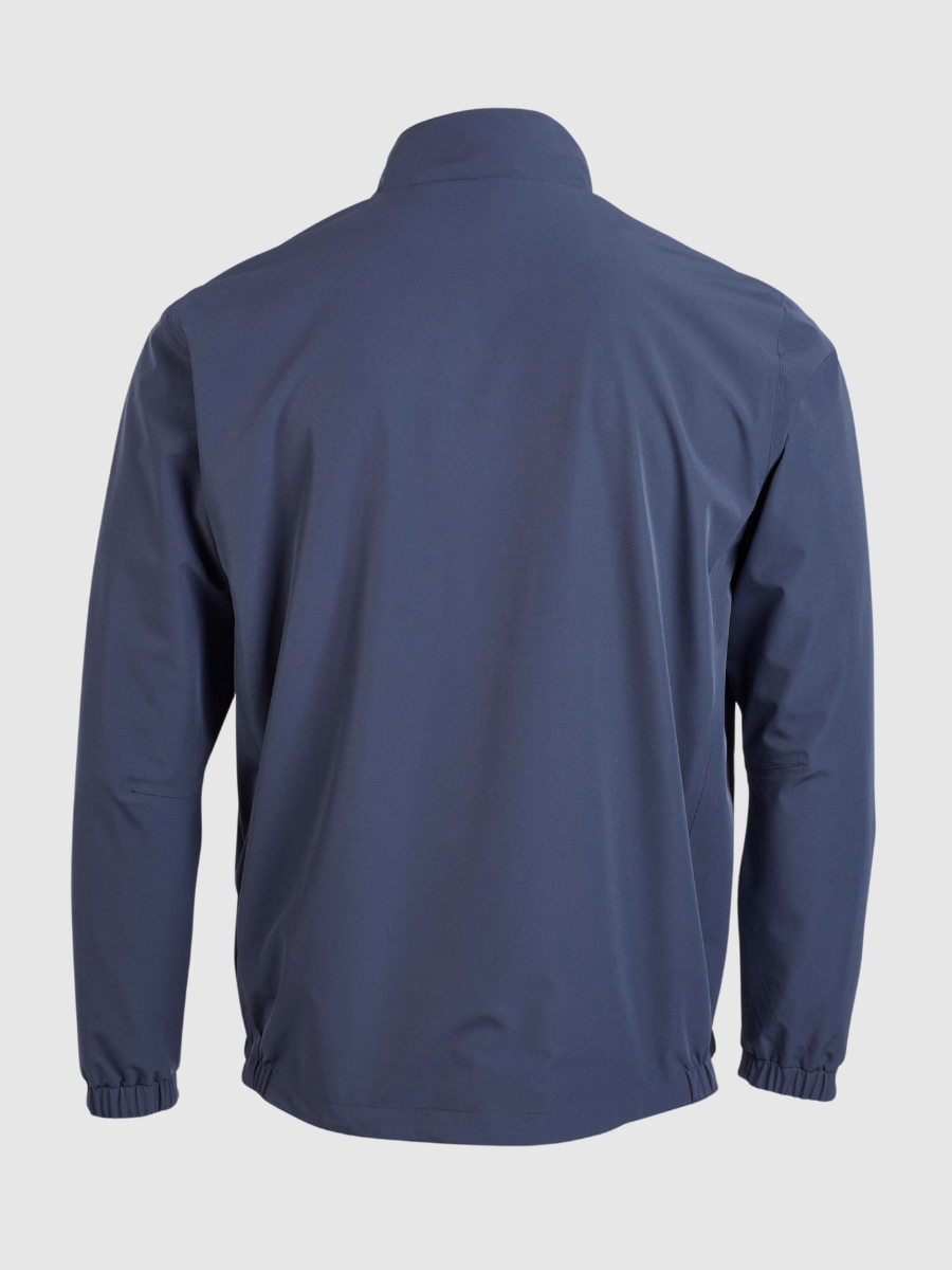 The back of Slate Blue Lined Long Sleeve All-Weather Jacket